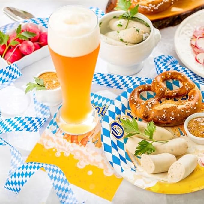 PACK OF 40 OKTOBERFEST NAPKINS BLUE WHITE PARTY DECORATION ACCESSORIES DECORATION WITH DIAMOND PATTERNTABLE DECORATION OKTOBERFEST & OKTOBERFEST PARTY DECORATION ACCESSORIES - Image 4